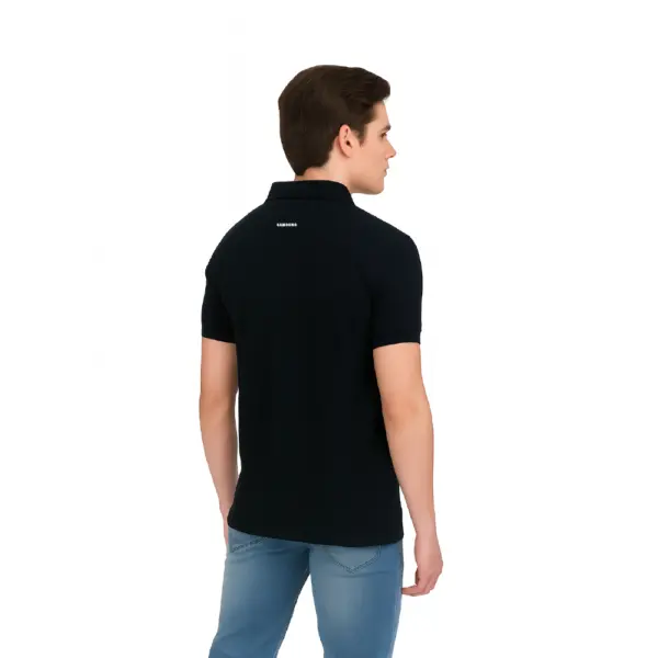 6 Degree  Men’s Polo Black T-Shirt - Image 2