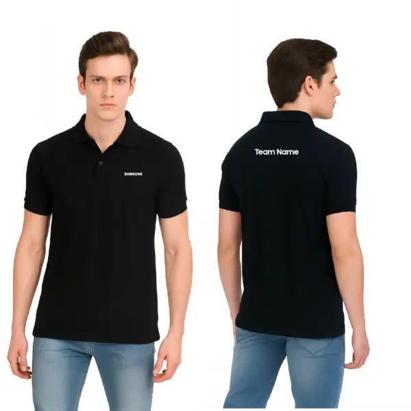 6 Degree  Men’s Polo Black T-Shirt - Image 3