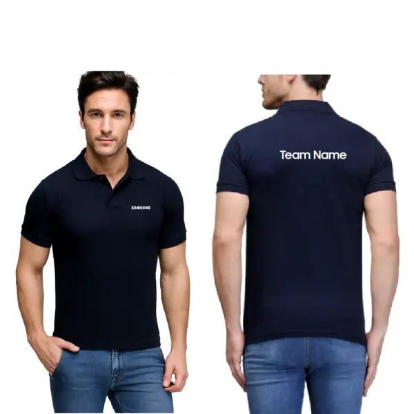 6 Degree  Men’s Polo Navy Blue T-Shirt - Image 3