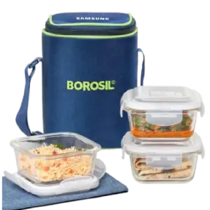 Borosil Microwavable Glass Lunch Box - Set of 3
