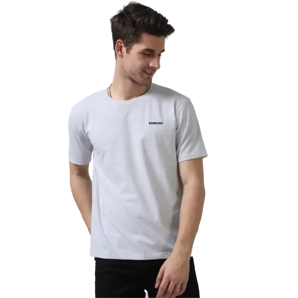 Caslay Sustainable  Crew Neck T-Shirt - White Melange