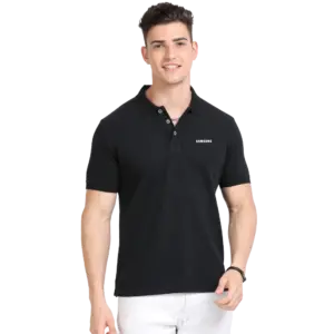Caslay Sustainable  Polo Neck T-Shirt - Black