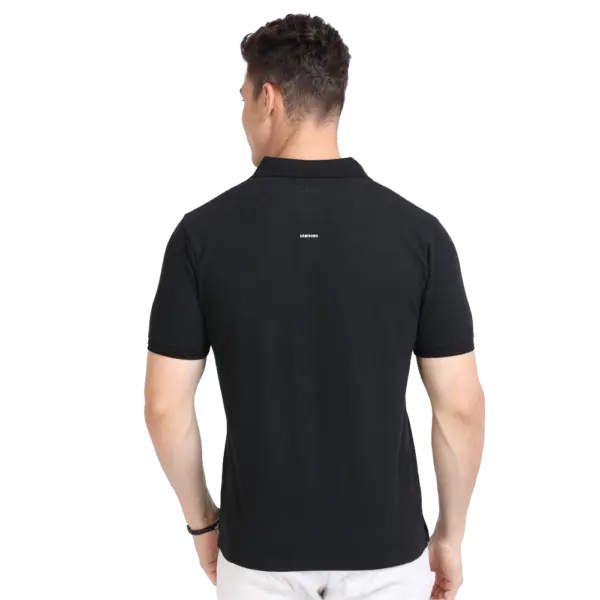 Caslay Sustainable  Polo Neck T-Shirt - Black - Image 2
