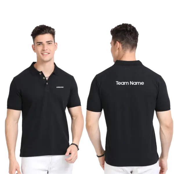 Caslay Sustainable  Polo Neck T-Shirt - Black - Image 3