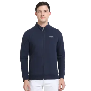 Caslay Sustainable  High Neck Jacket-Navy Blue