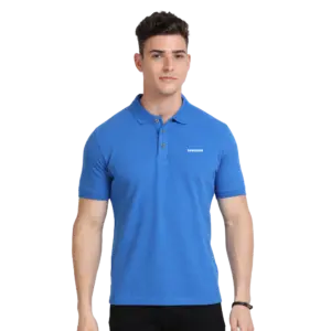 Caslay Sustainable  Polo Neck T-Shirt - Royal Blue