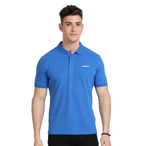 Caslay Sustainable  Polo Neck T-Shirt - Royal Blue