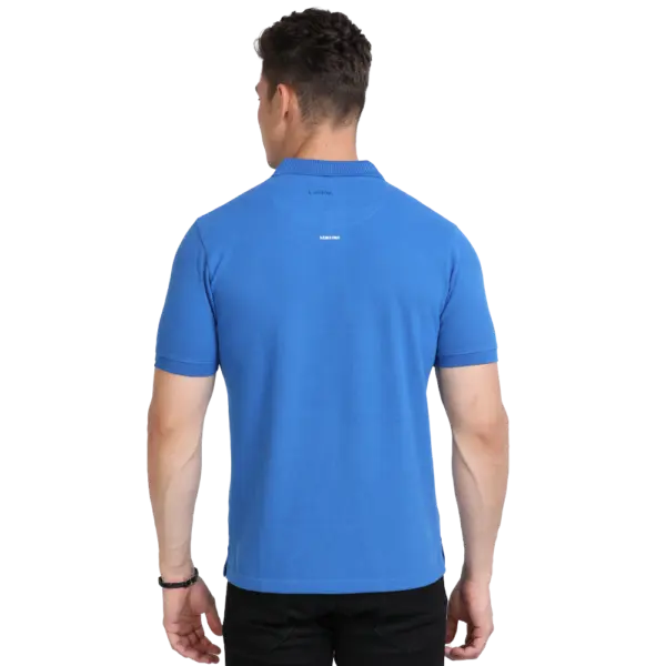 Caslay Sustainable  Polo Neck T-Shirt - Royal Blue - Image 2