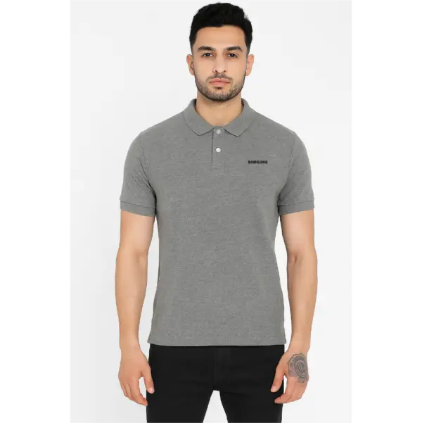 Jack & Jones  Plain Polo Neck T-Shirt-Grey