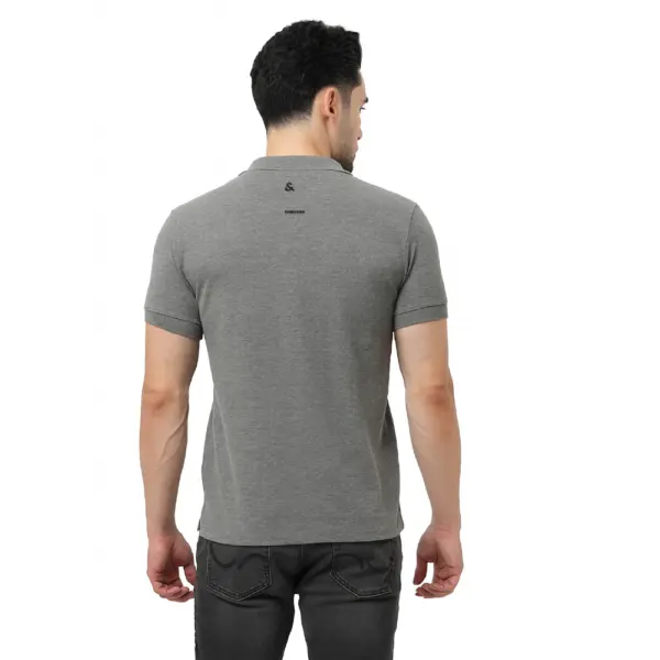 Jack & Jones  Plain Polo Neck T-Shirt-Grey - Image 2