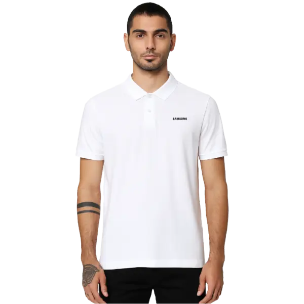 Jack & Jones  Plain Polo Neck T-Shirt-White