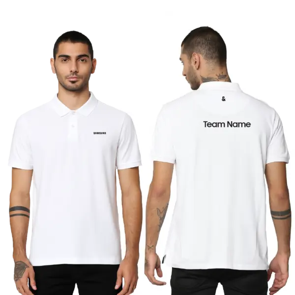 Jack & Jones  Plain Polo Neck T-Shirt-White - Image 3