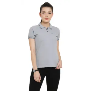 Scott International  Women’s Polo Grey Melange T-Shirt with Black Tip