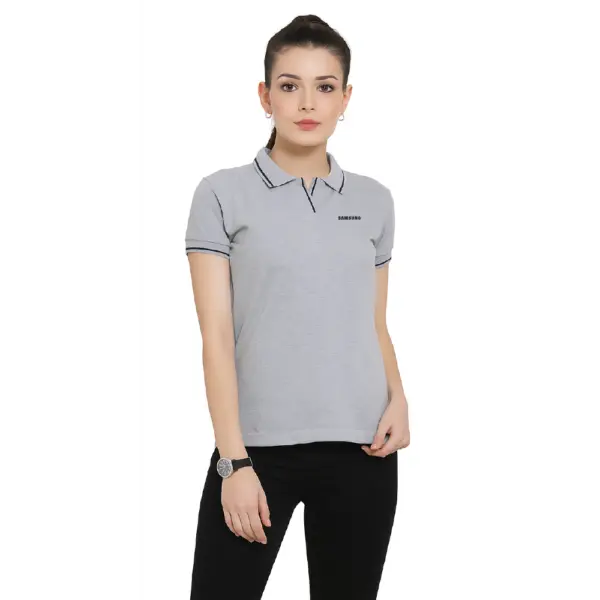 Scott International  Women’s Polo Grey Melange T-Shirt with Black Tip