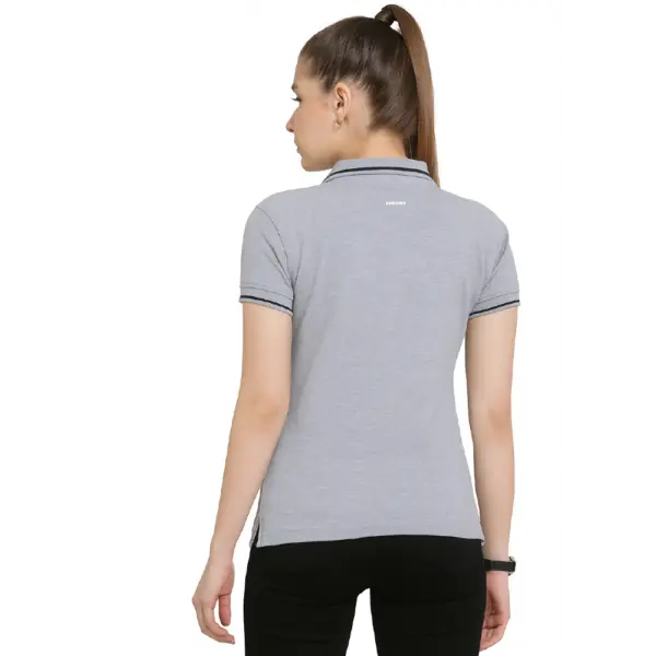 Scott International  Women’s Polo Grey Melange T-Shirt with Black Tip - Image 2