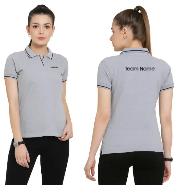 Scott International  Women’s Polo Grey Melange T-Shirt with Black Tip - Image 3