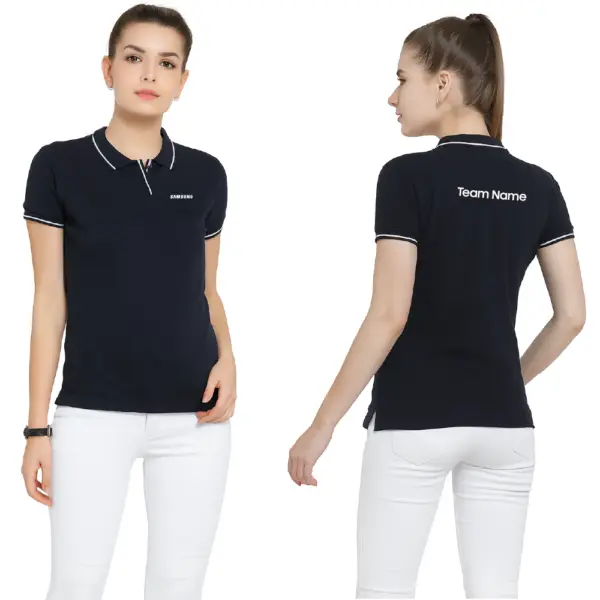 Scott International  Women’s Polo Navy T-Shirt with White Tip - Image 3