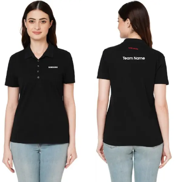 Vero Moda  Plain Women's Polo Neck T-Shirt-Black - Image 3
