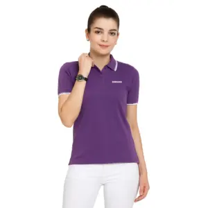 Scott International  Women’s Polo Purple T-Shirt with White Tip