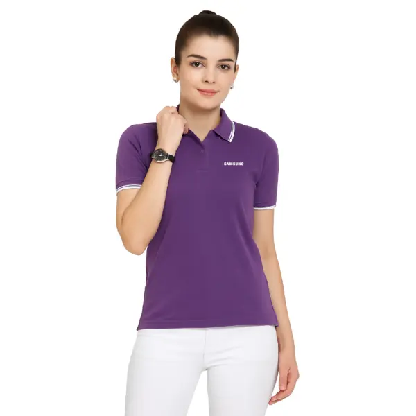 Scott International  Women’s Polo Purple T-Shirt with White Tip