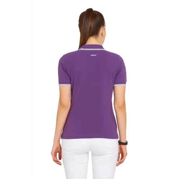Scott International  Women’s Polo Purple T-Shirt with White Tip - Image 2