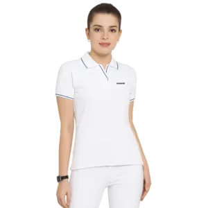 Scott International  Women’s Polo White T-Shirt with Blue Tip