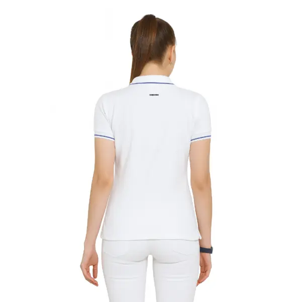 Scott International  Women’s Polo White T-Shirt with Blue Tip - Image 2
